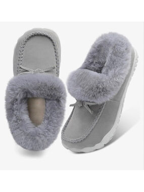 NEW BARERUN Moccasin Snow Warm Winter Fur lined Ankle Boots 8.5